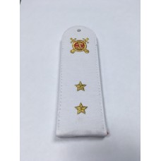 Погоны «машинная вышивка» из рубаш. ткани Полиция без канта белые с вышит. эмблемой (прапорщик) плас